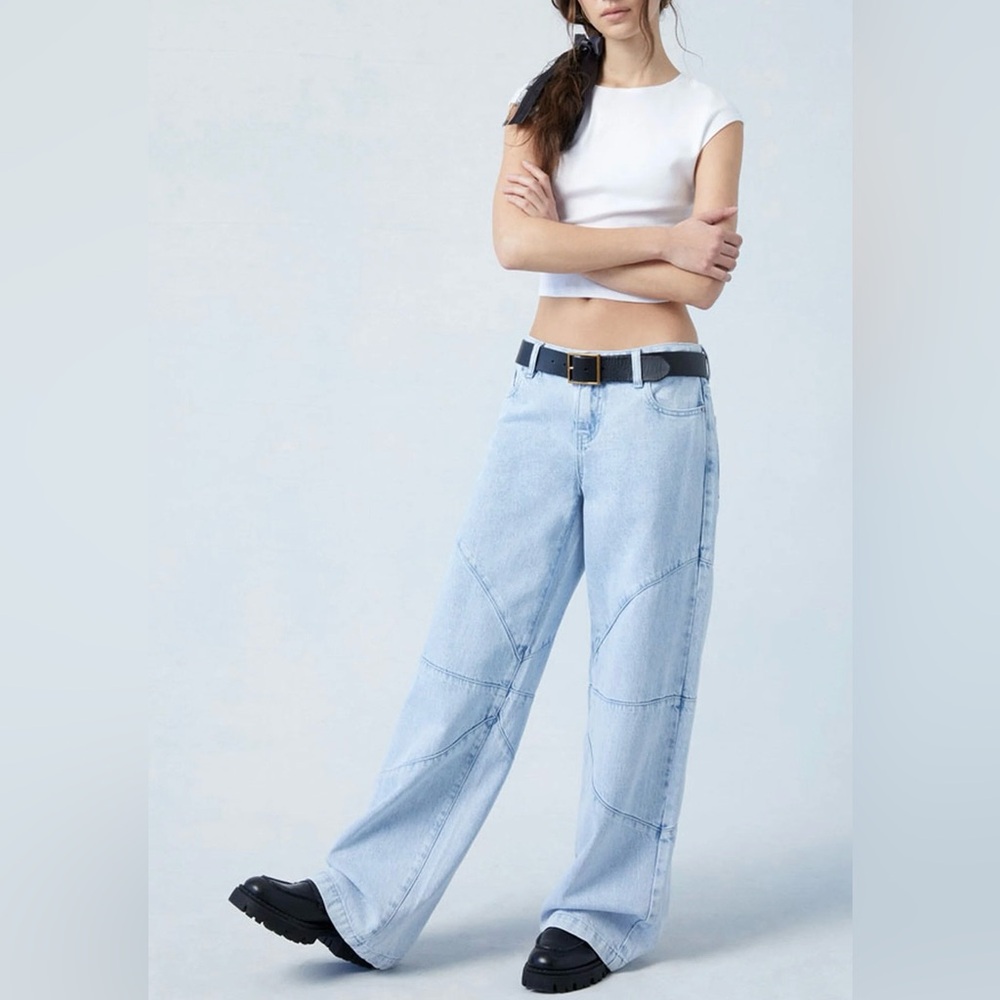 PacSun Eco Light Indigo Seamed Low Rise Baggy Jeans- Size 27